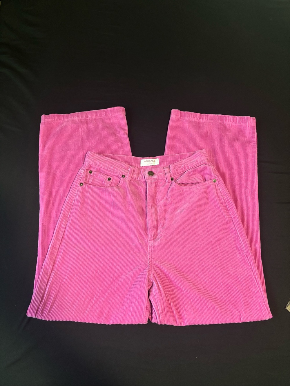 Bright Pink Corduroy Wide-Leg Jeans — Women's Flare